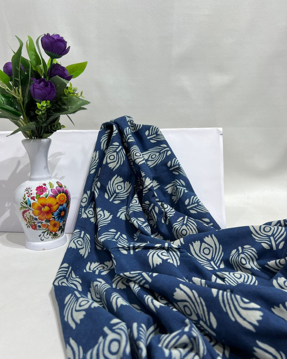 Hand Block Printed Cotton Indigo Blue Colour 44 Inches Width