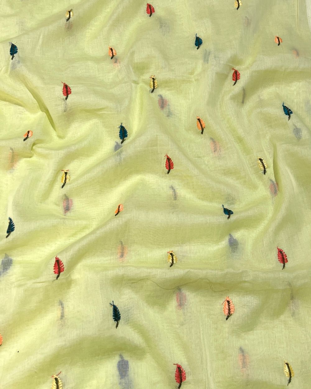 Mal Cotton with Thread Work Lemon Yellow Colour 42 Inches Width