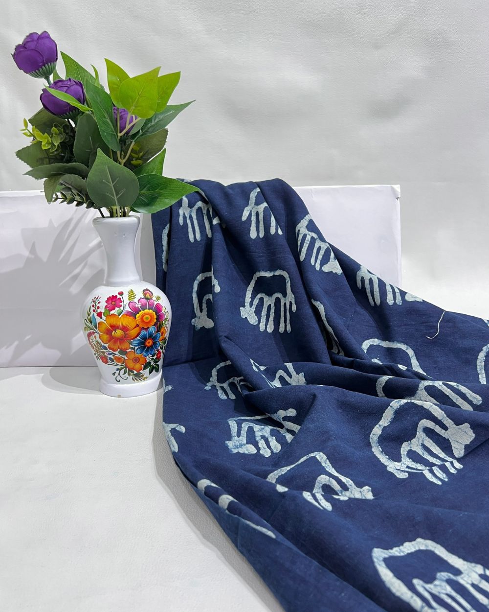 Hand Block Printed Cotton Indigo Blue Colour 44 Inches Width