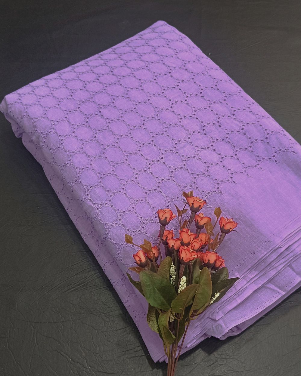 Hakoba Cotton Work Lavender Colour 42 Inches Width