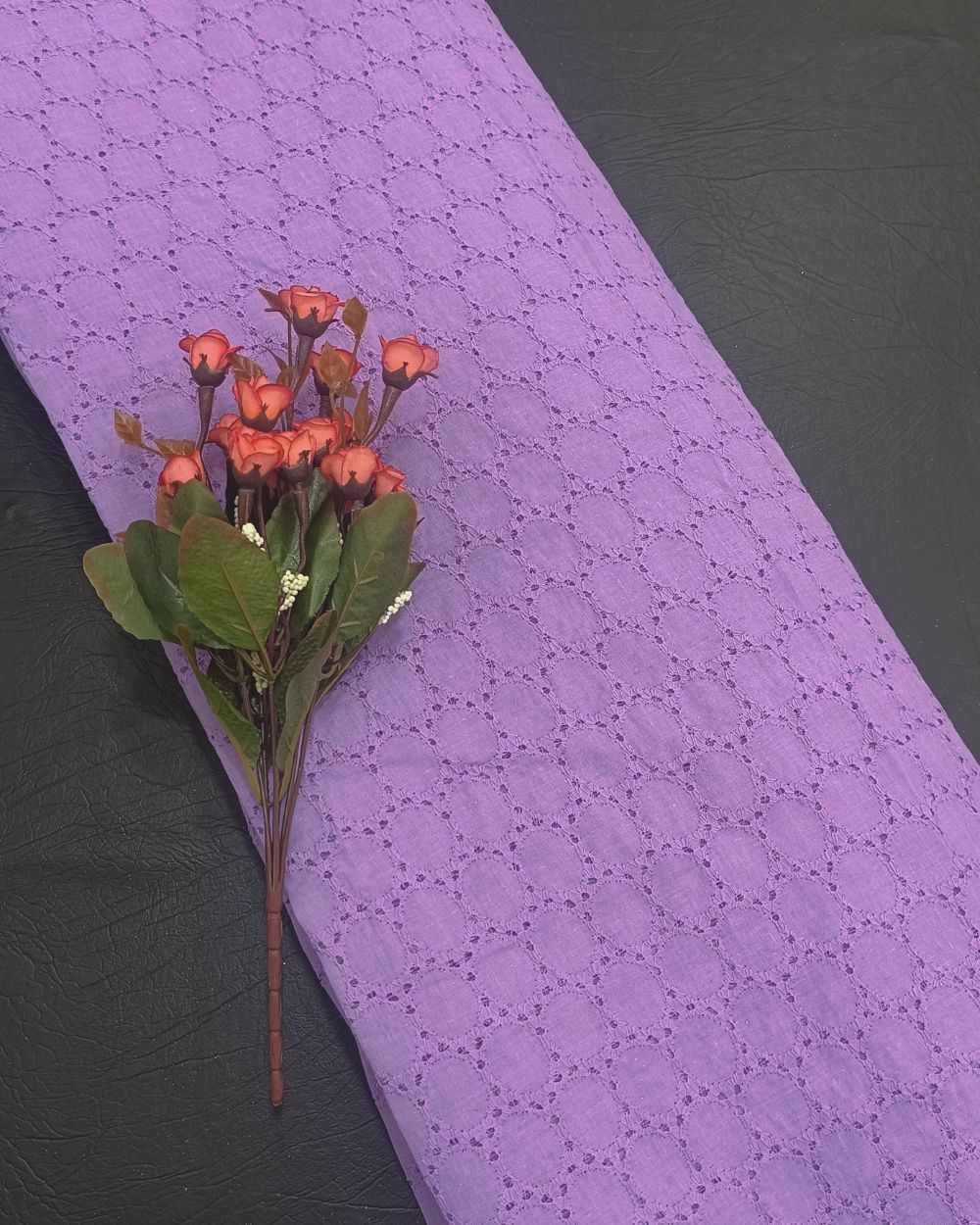 Hakoba Cotton Work Lavender Colour 42 Inches Width