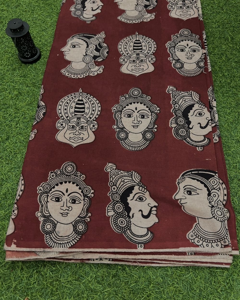 Hand Block Printed Cotton Kalamkari Maroon Colour 47 Inches Width