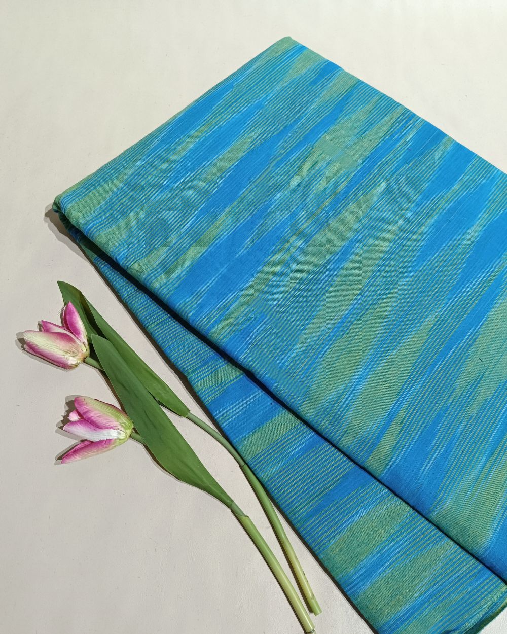 Woven Pure Cotton Ikat Blue 42 Inches Width