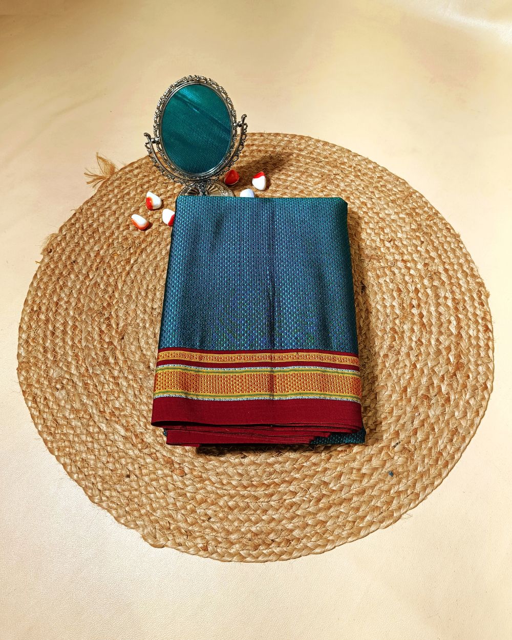 Cotton Khun Peacock Blue Colour 36 Inches Width