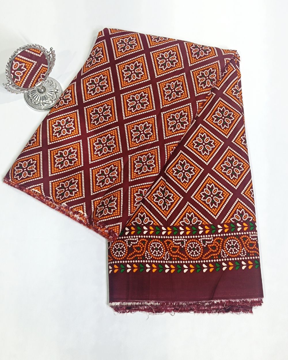 Printed Rayon Dark Maroon Colour 42 Inches Width