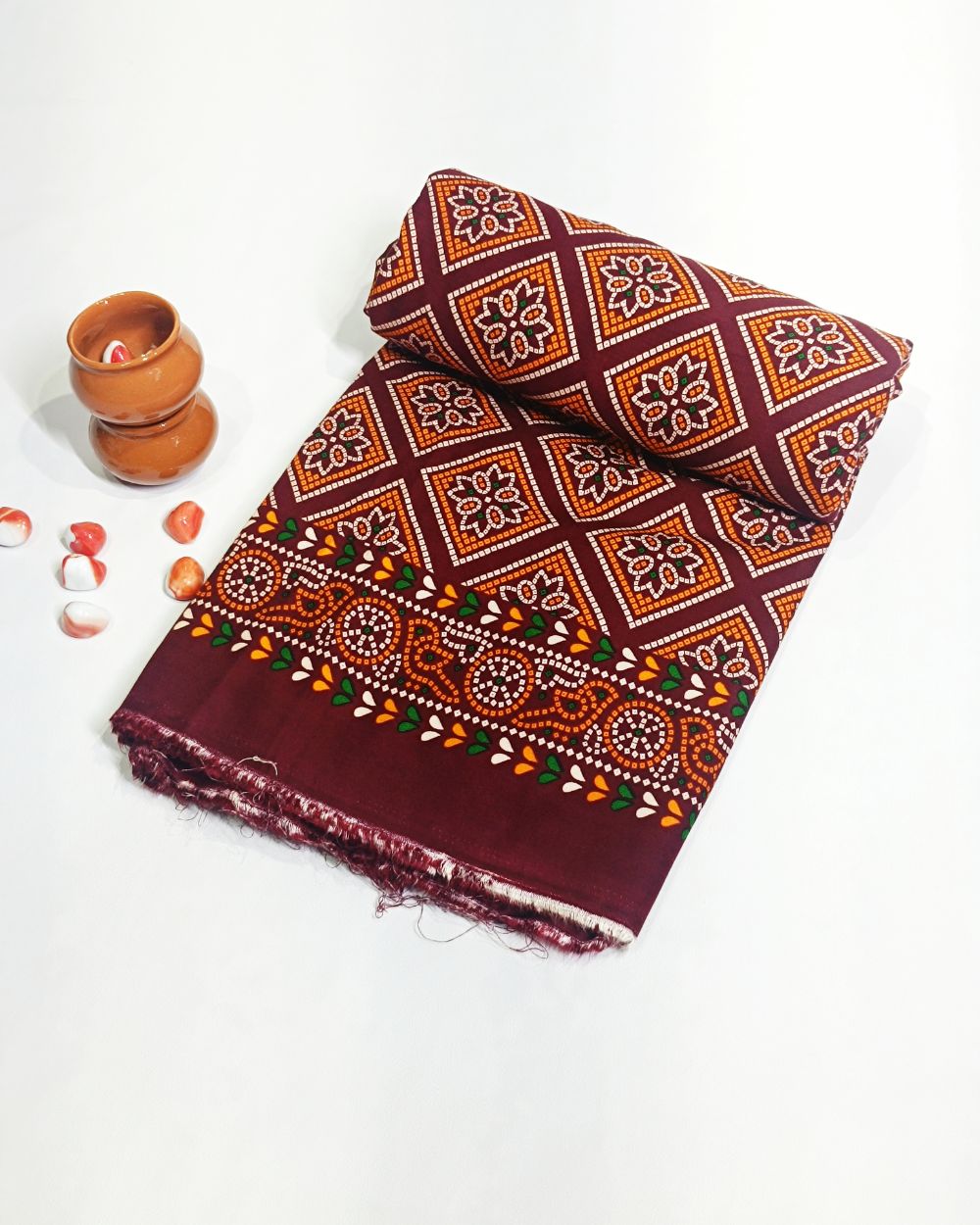 Printed Rayon Dark Maroon Colour 42 Inches Width