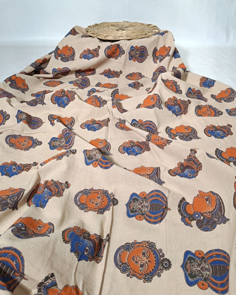 Hand Block Printed Cotton Kalamkari Cream Colour 46 Inches Width