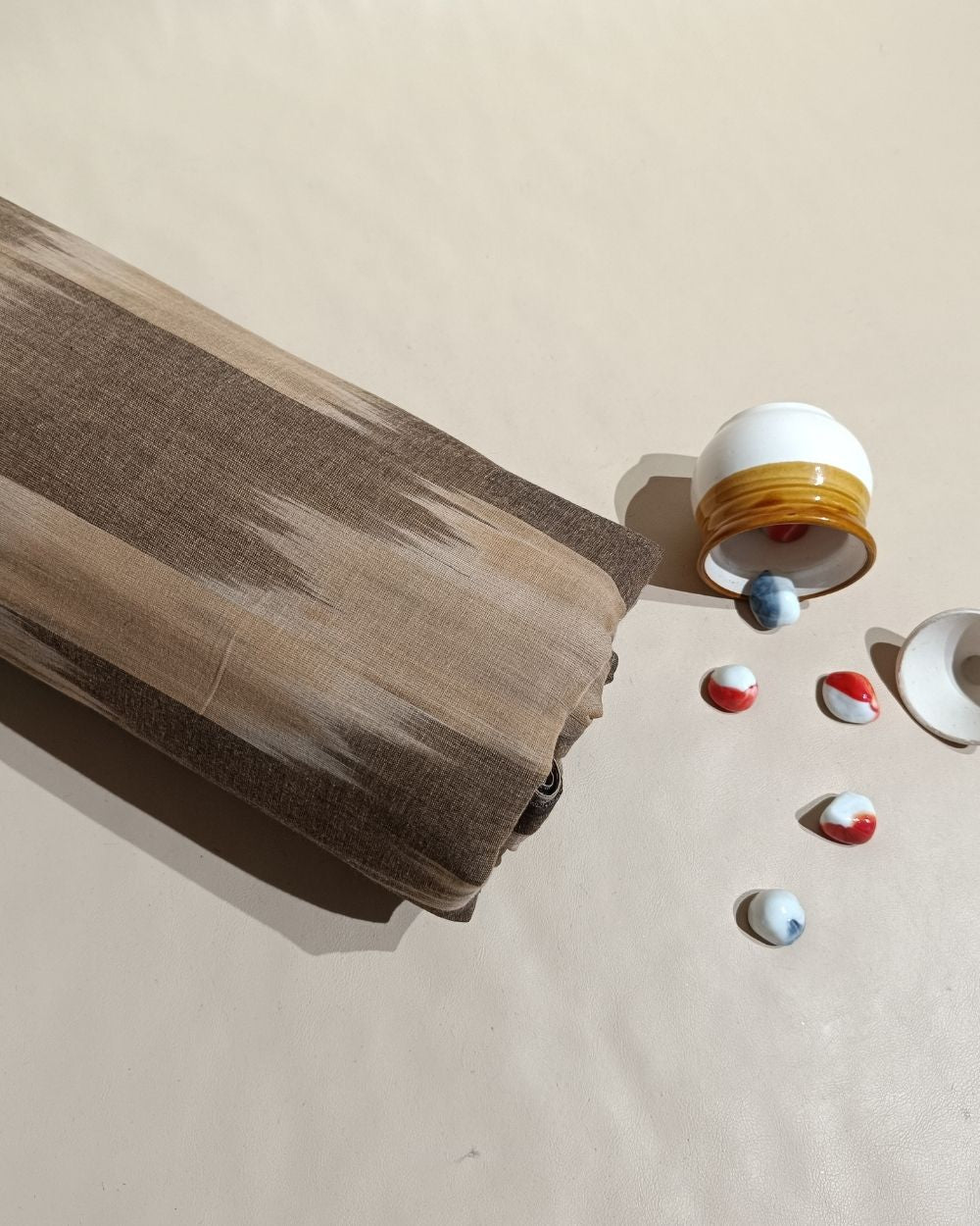 Woven Pure Cotton Ikat Dusty Brown 42 Inches Width