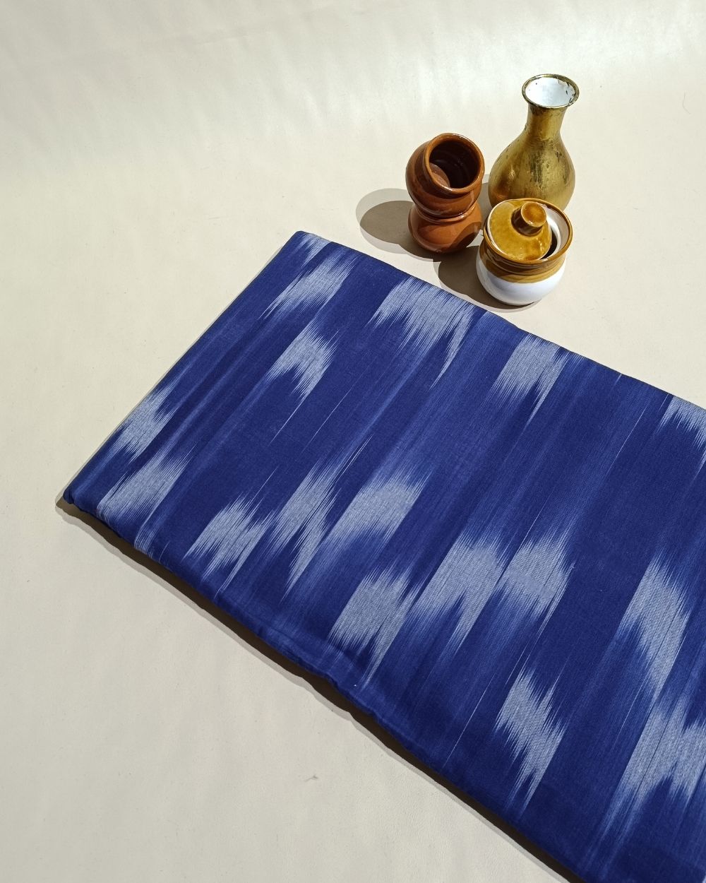 Woven Pure Cotton Ikat Royal Blue 42 Inches Width