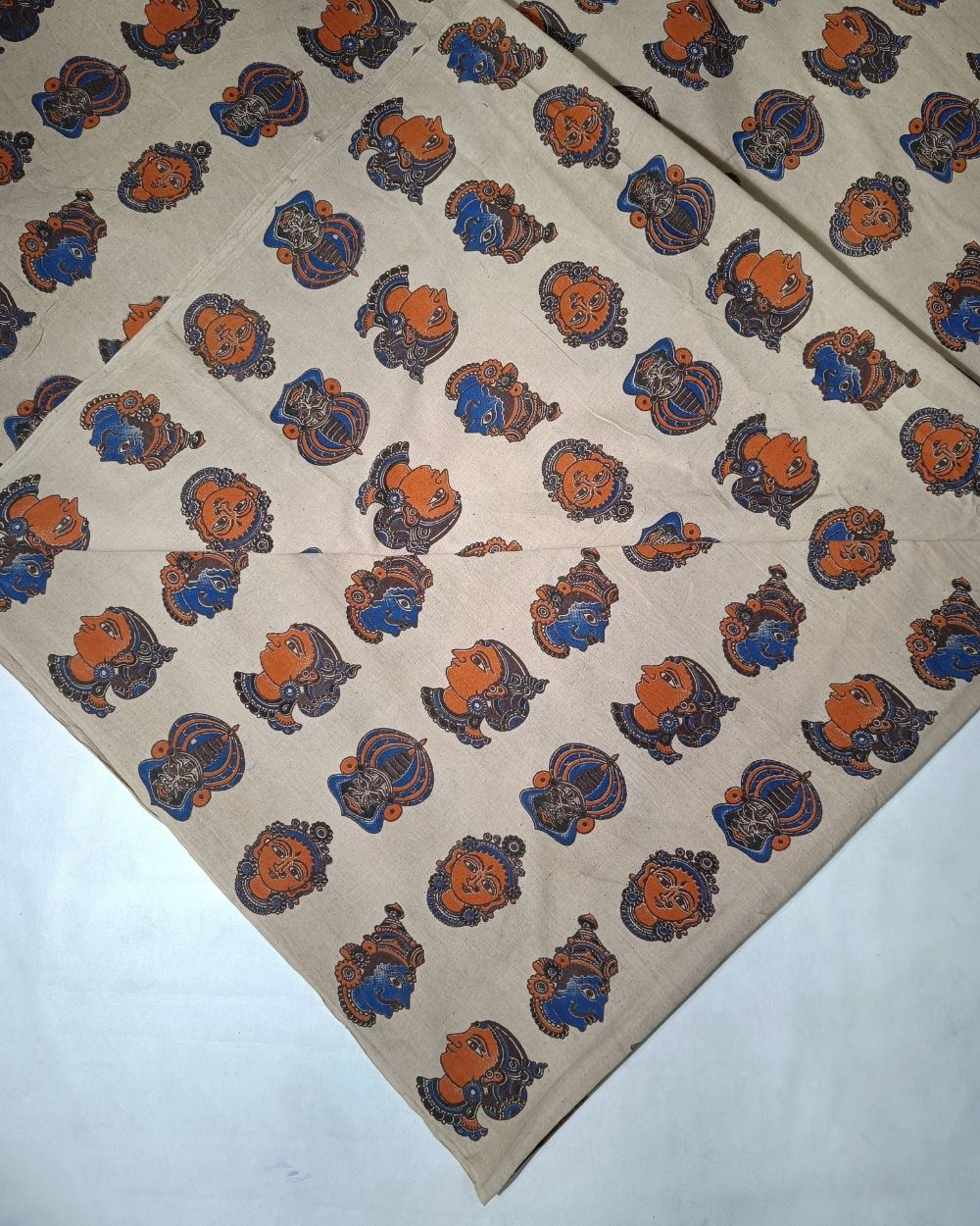 Hand Block Printed Cotton Kalamkari Cream Colour 46 Inches Width