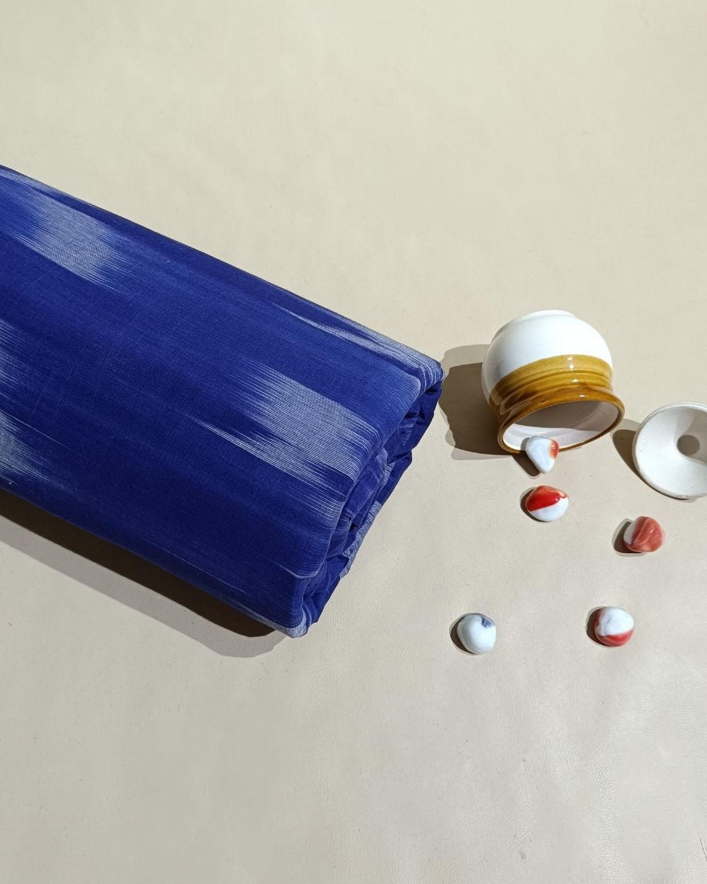 Woven Pure Cotton Ikat Royal Blue 42 Inches Width