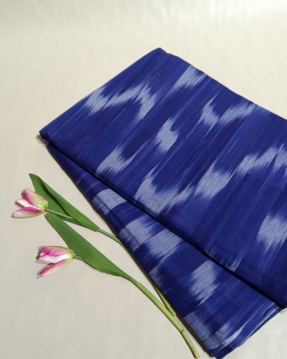 Woven Pure Cotton Ikat Royal Blue 42 Inches Width