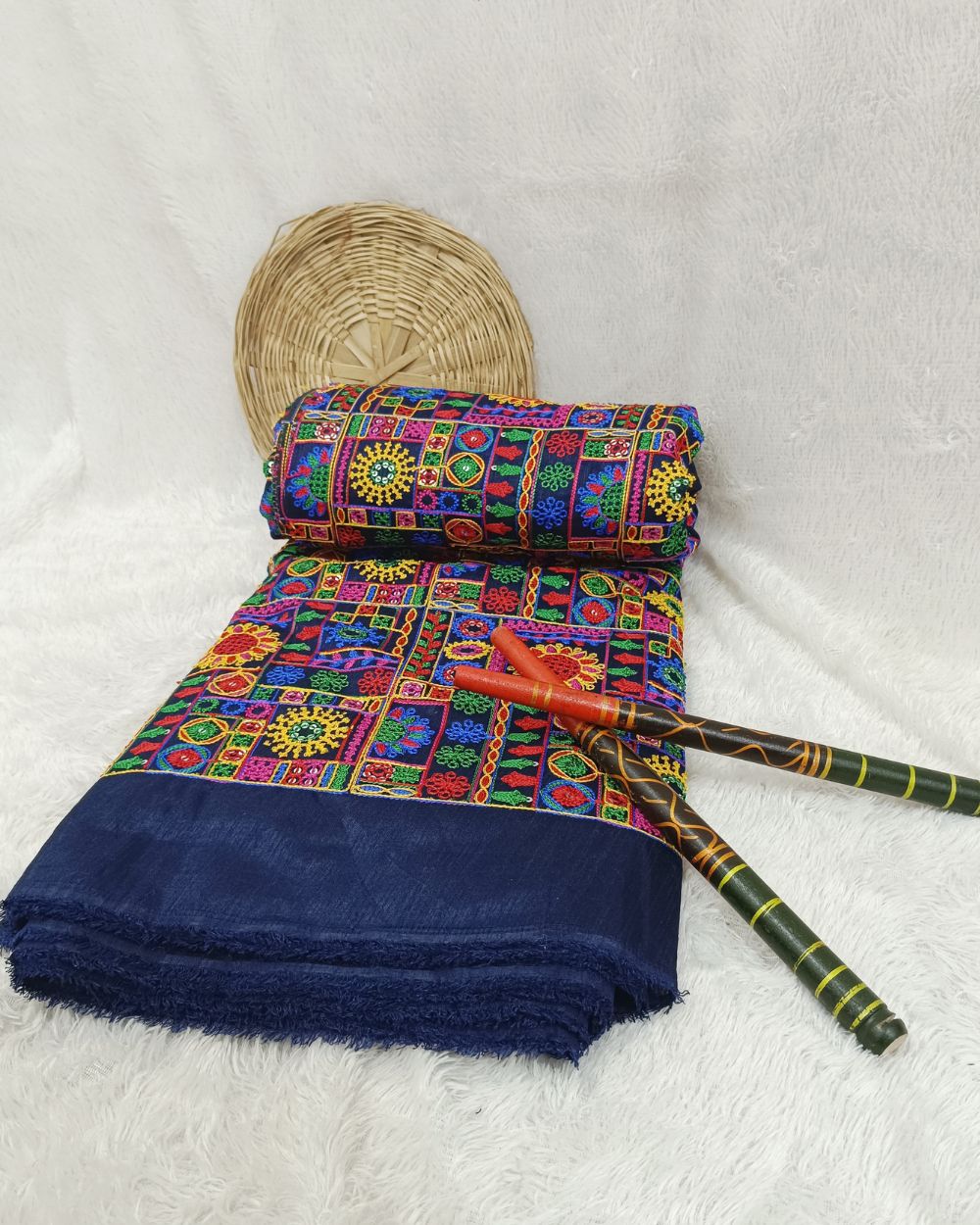 Mulberry Work Navy Blue Colour 44 Inches Width