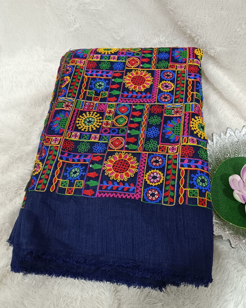 Mulberry Work Navy Blue Colour 44 Inches Width