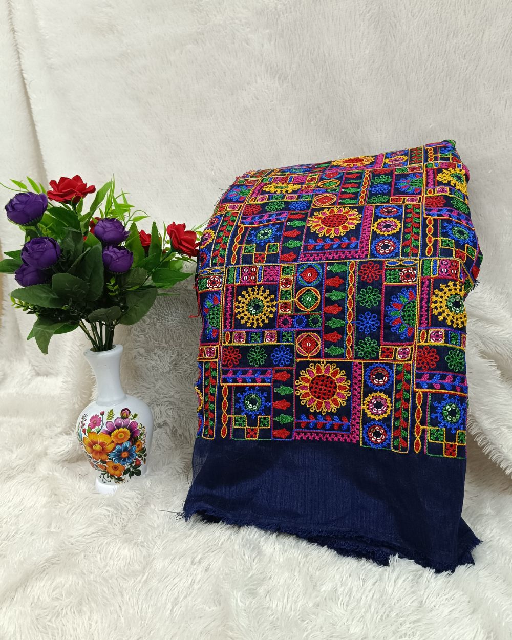 Mulberry Work Navy Blue Colour 44 Inches Width