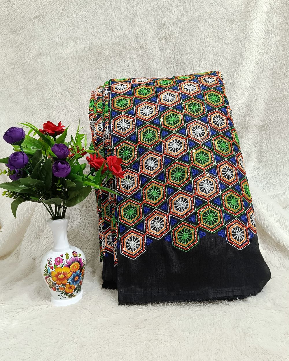 Mulberry Work Black Colour 44 Inches Width