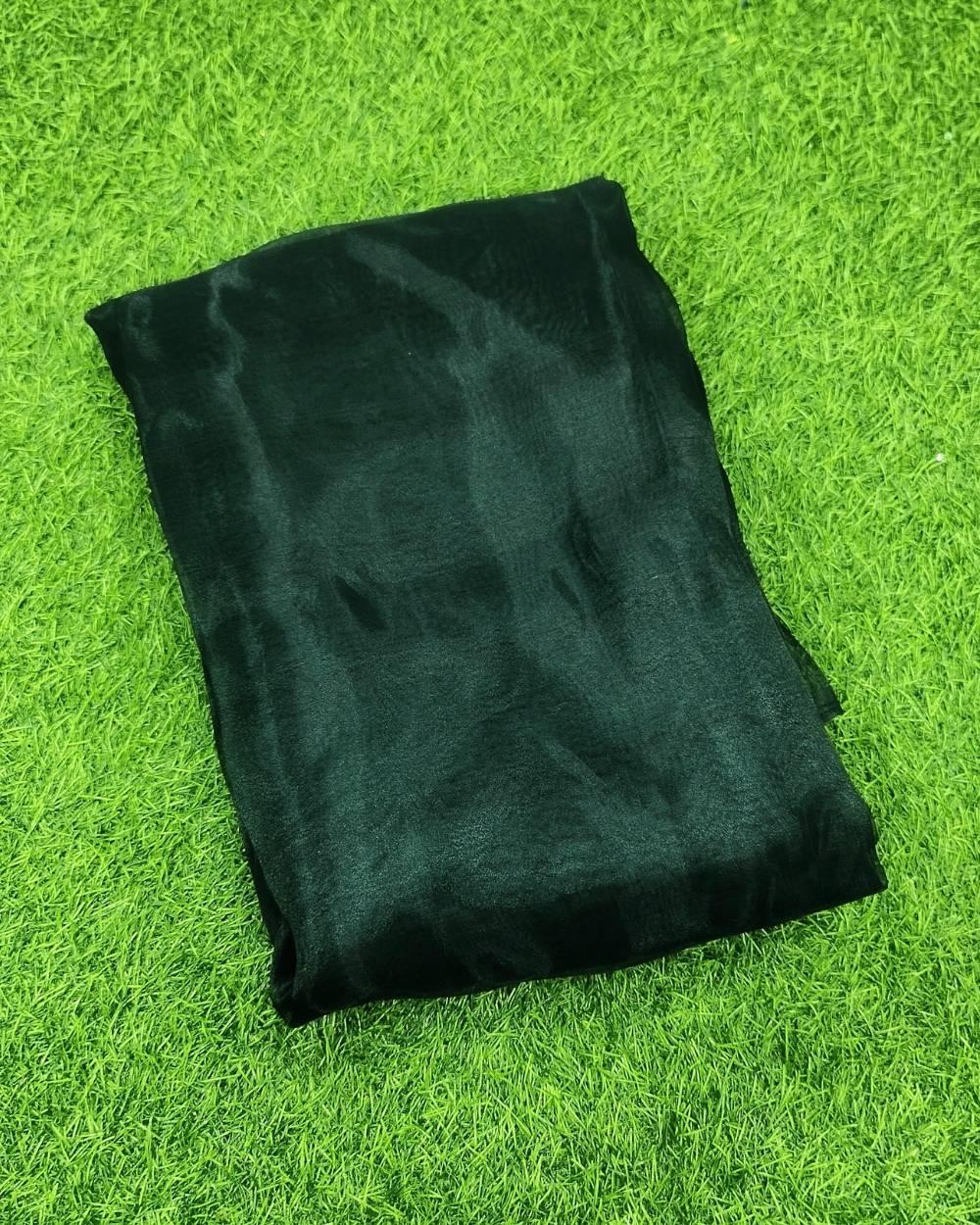 Plain Organza Dark Bottle Green Colour 45 Inches Width