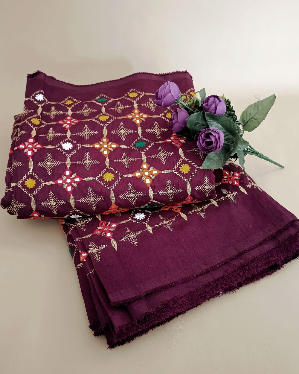 Mulberry Work Burgundy Colour 44 Inches Width