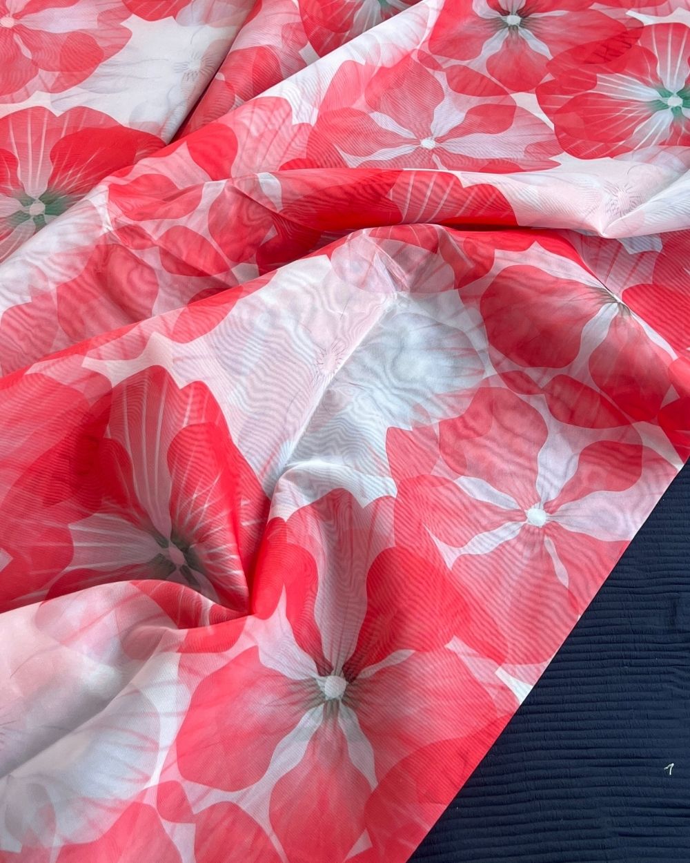 Premium Printed Organza Red Colour 42 Inches Width