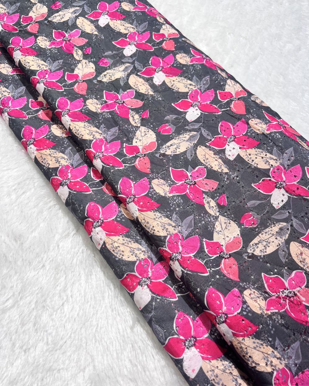 Printed Hakoba Cotton Dark Grey Colour 42 Inches Width