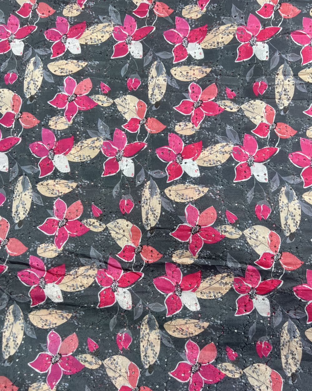 Printed Hakoba Cotton Dark Grey Colour 42 Inches Width