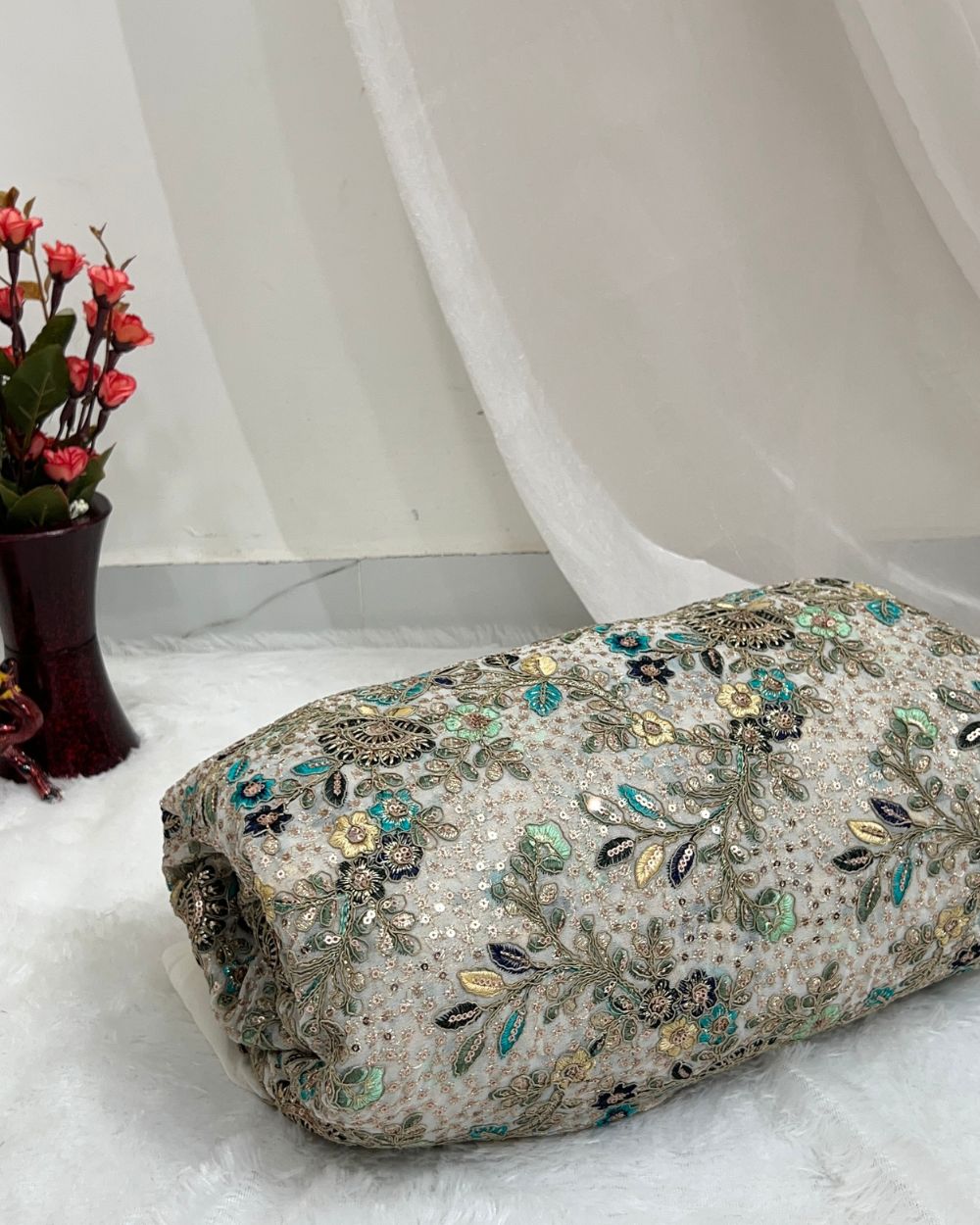 Georgette Work Off White Colour 42 Inches Width