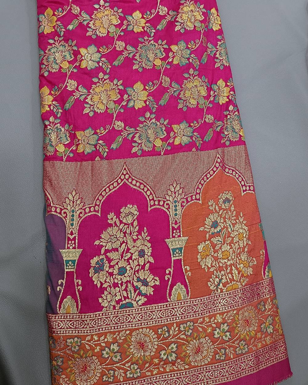 Chanderi Work with Border Pink Colour 45 Inches Width