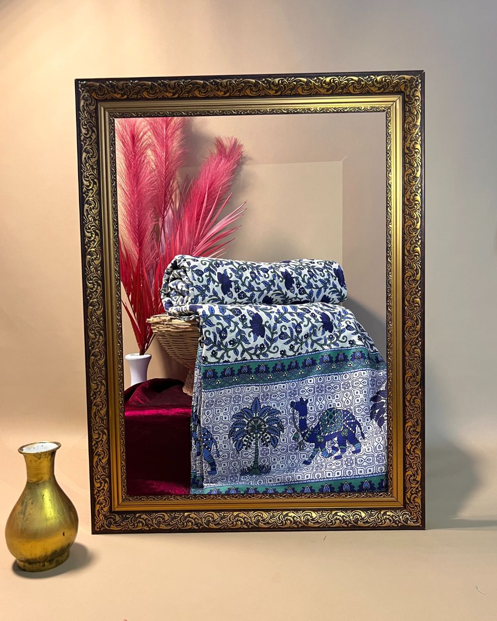 Printed Cotton With Border Blue Colour 44 Inches Width