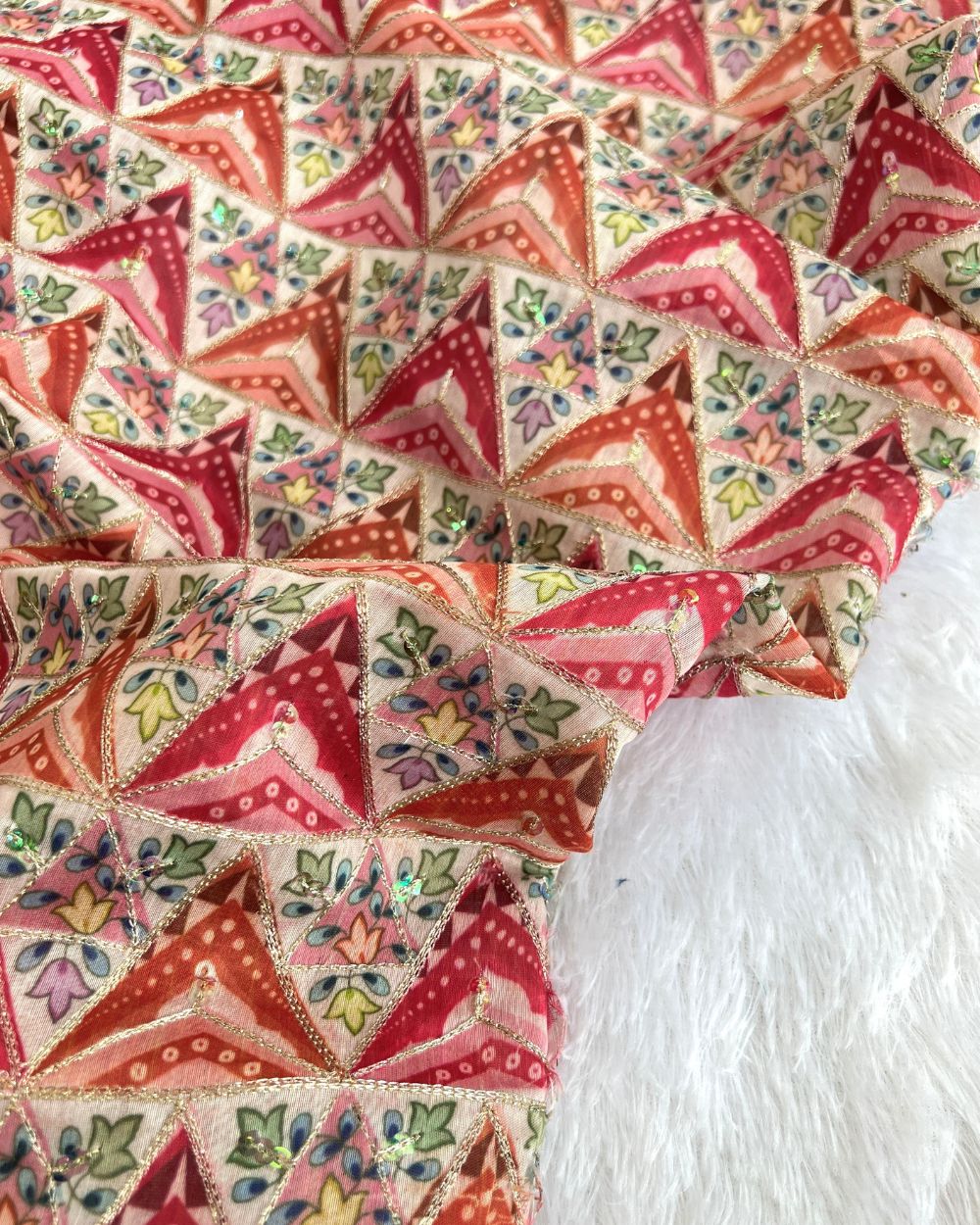 Cotton Silk Work Pink Colour 46 Inches Width