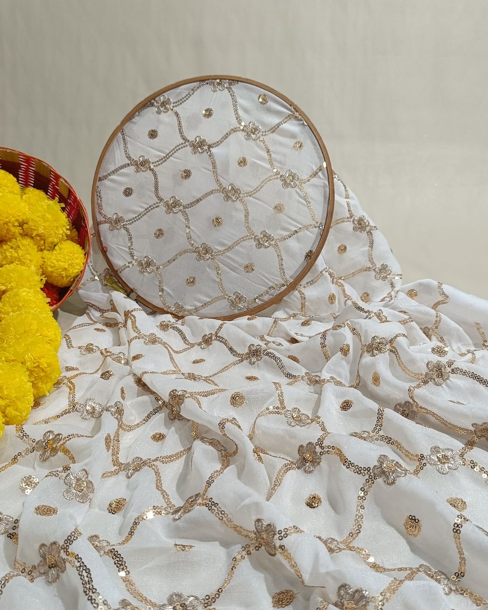 Premium Georgette Work White Colour 44 Inches Width