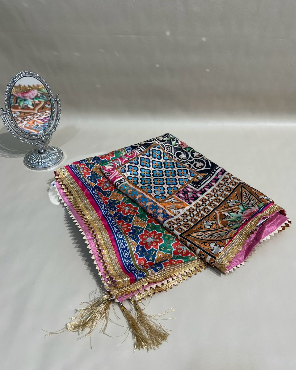 Chinnon Abla Work Dupatta Multicolor 42 Inches Width