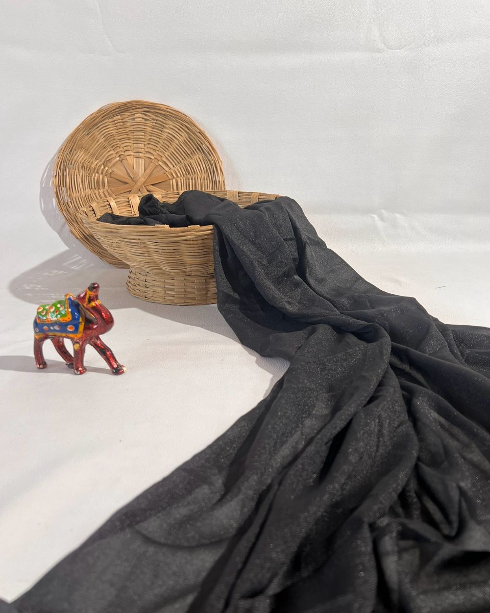 Plain Star Georgette Black Colour 44 Inches Width