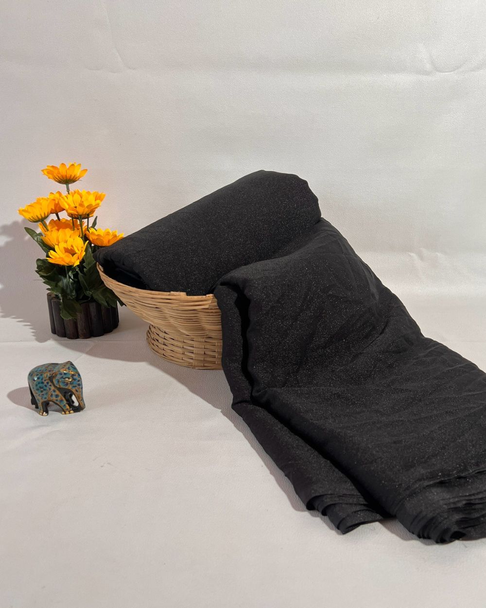 Plain Star Georgette Black Colour 44 Inches Width