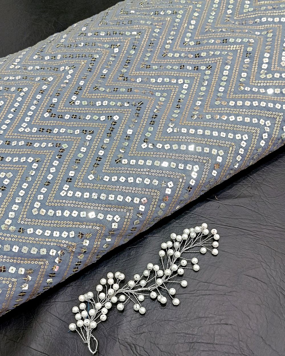 Georgette Work Grey Colour 45 Inches Width