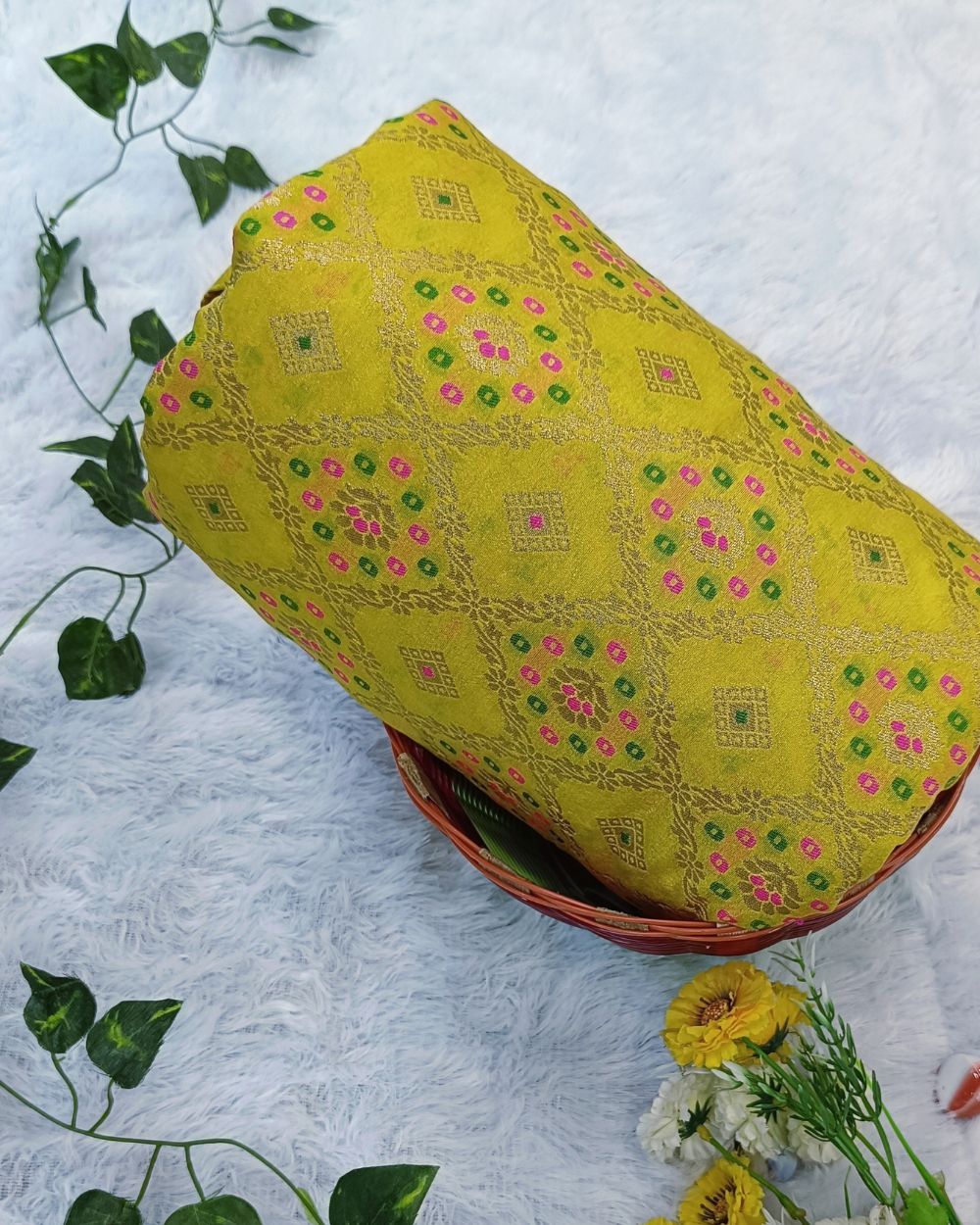 Banarasi Lime Green Colour 44 Inches Width