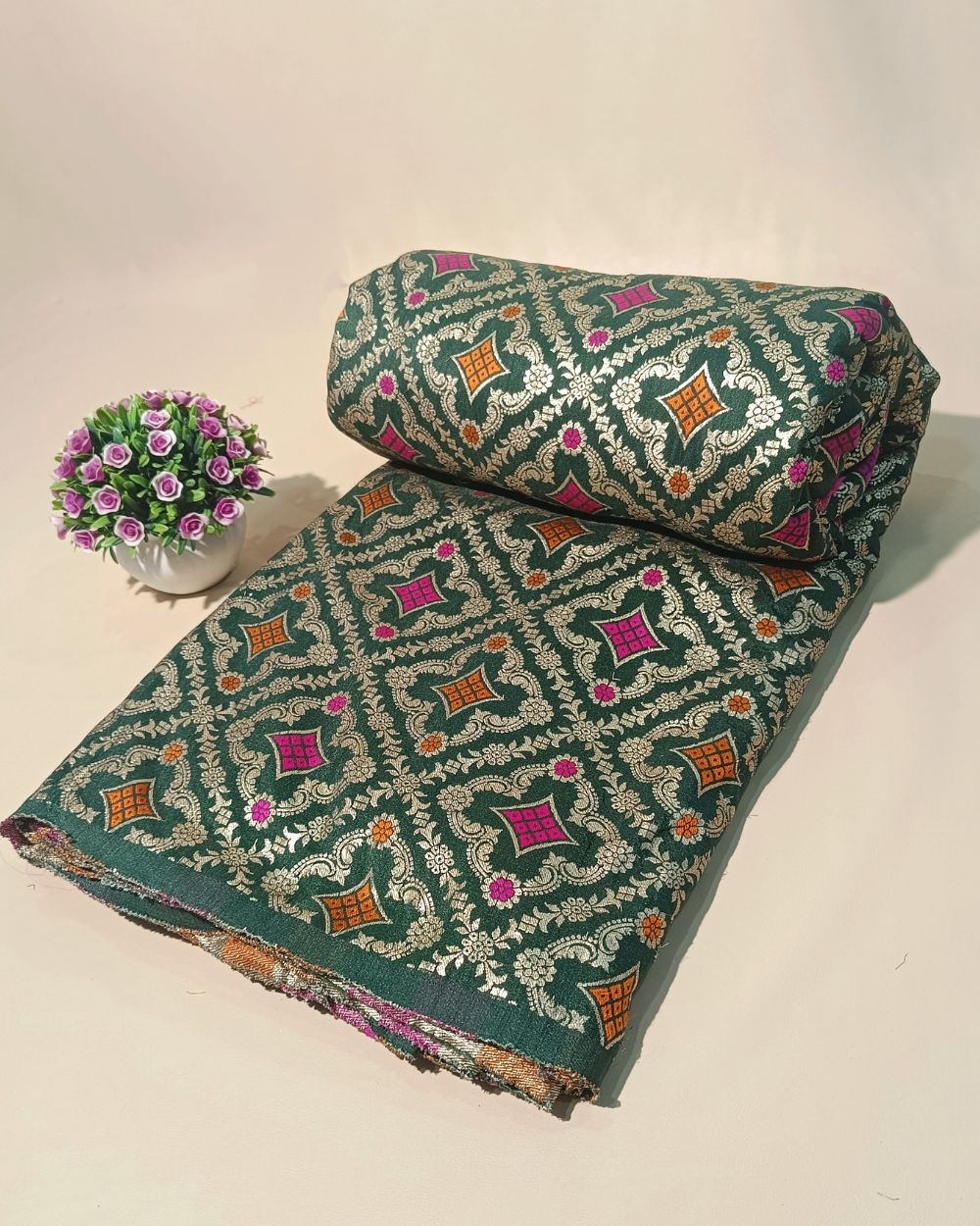Jacquard Brocade Light Green Colour 42 Inches Width
