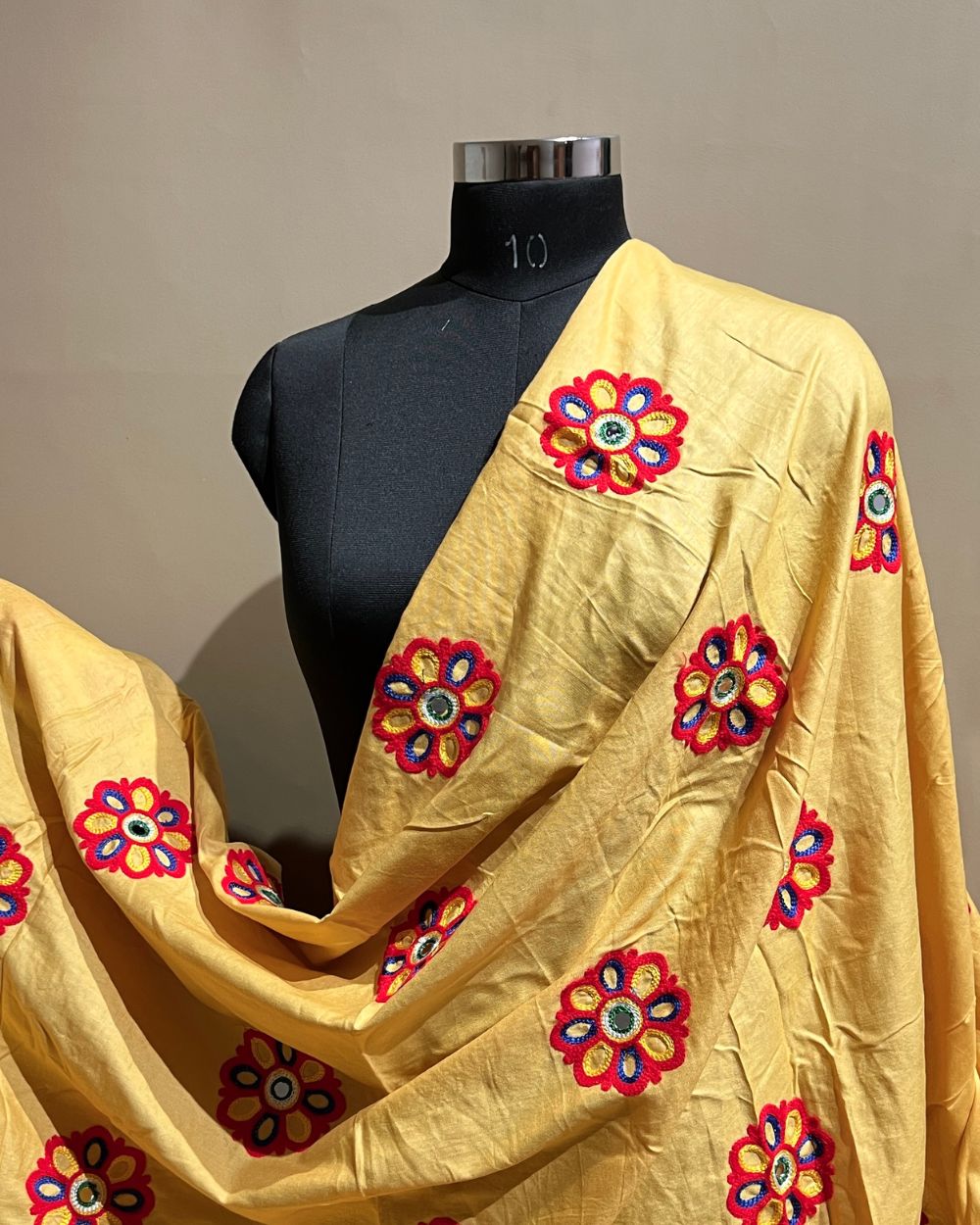 Rayon Gamthi(Rajasthani) Work Golden Yellow (Multicolor) 45 Inches Width