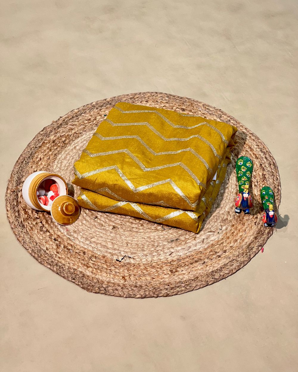 Vichitra Silk Work Mustard Colour 46 Inches Width