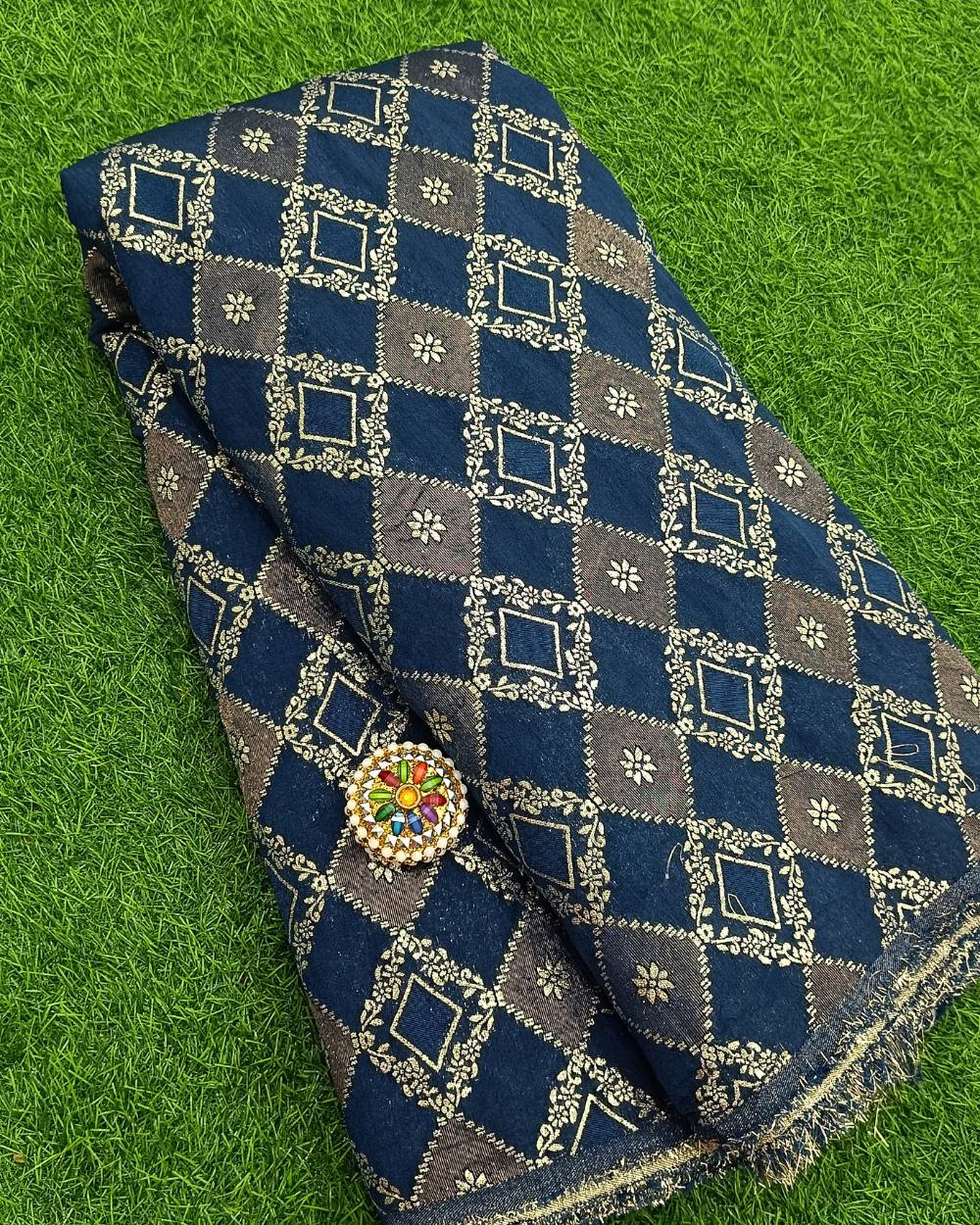 Chanderi Work Navy Blue Colour 45 Inches Width