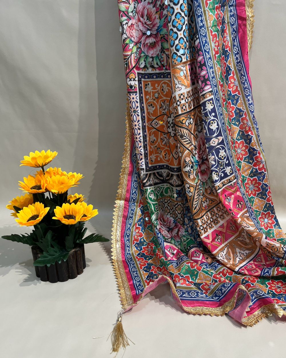 Chinnon Abla Work Dupatta Multicolor 42 Inches Width