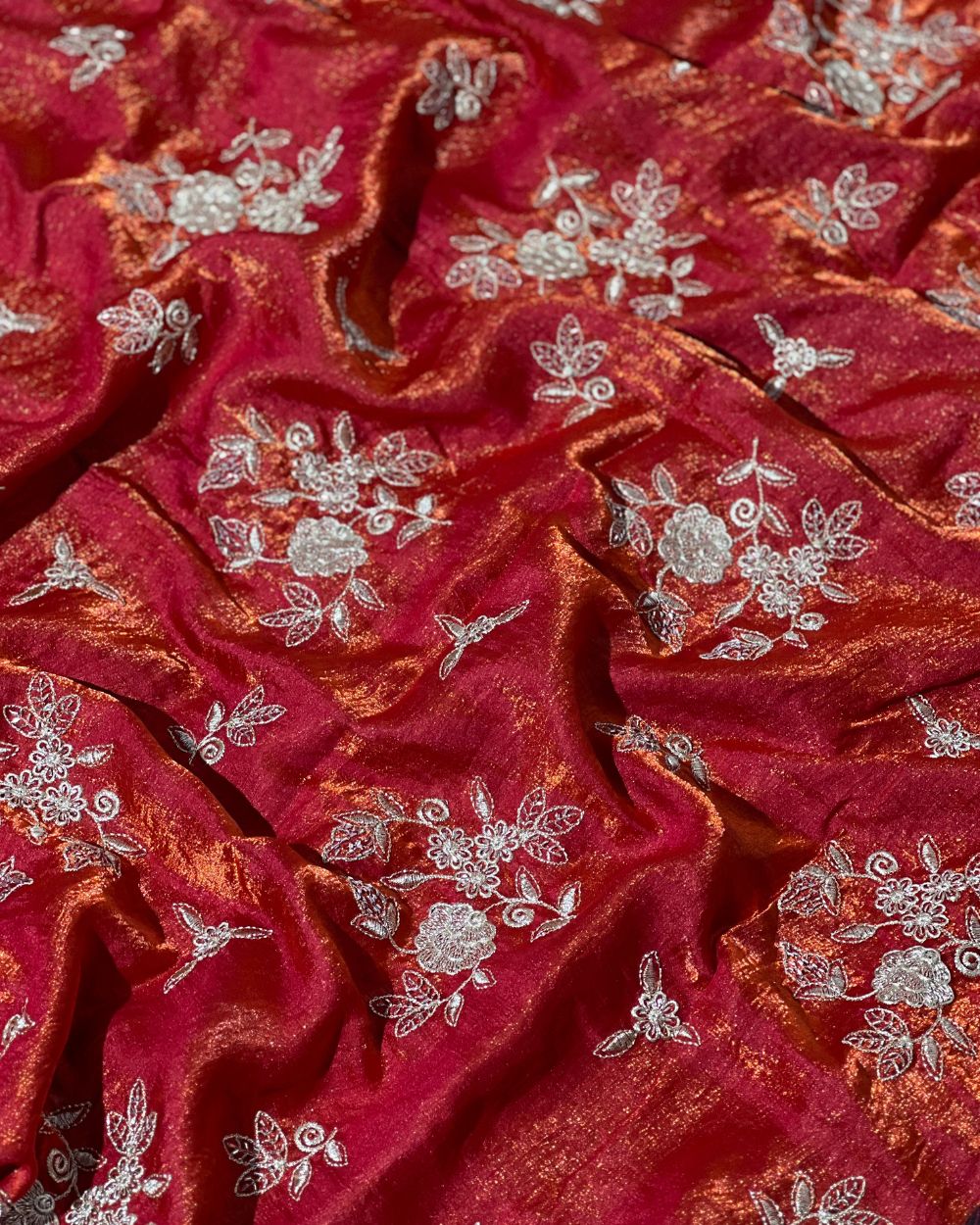 Ice Fendy (Space Silk) Work Burnt Orange Colour 48 Inches Width