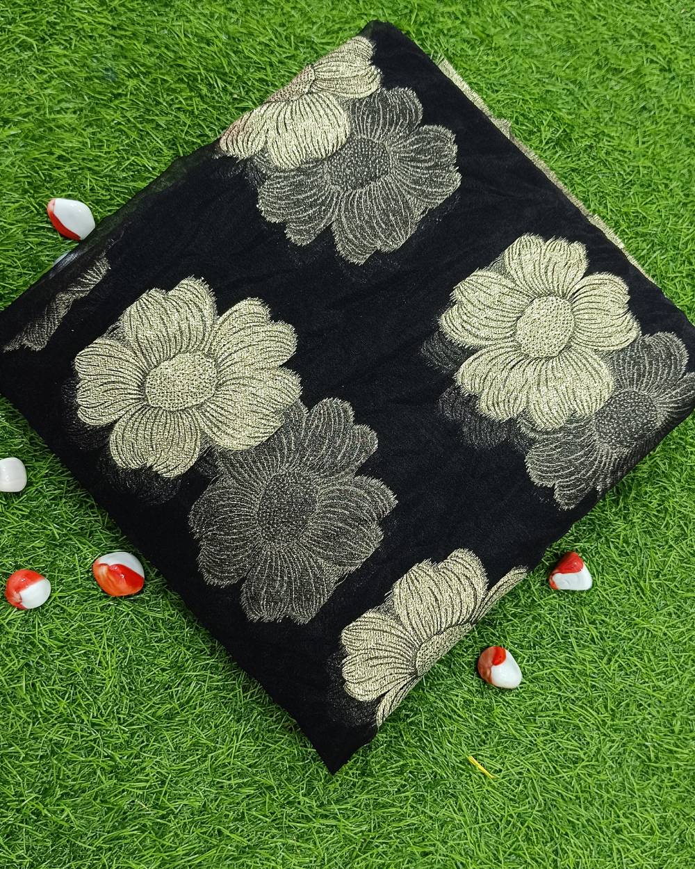 Organza Zari Work Black Colour 48 Inches Width