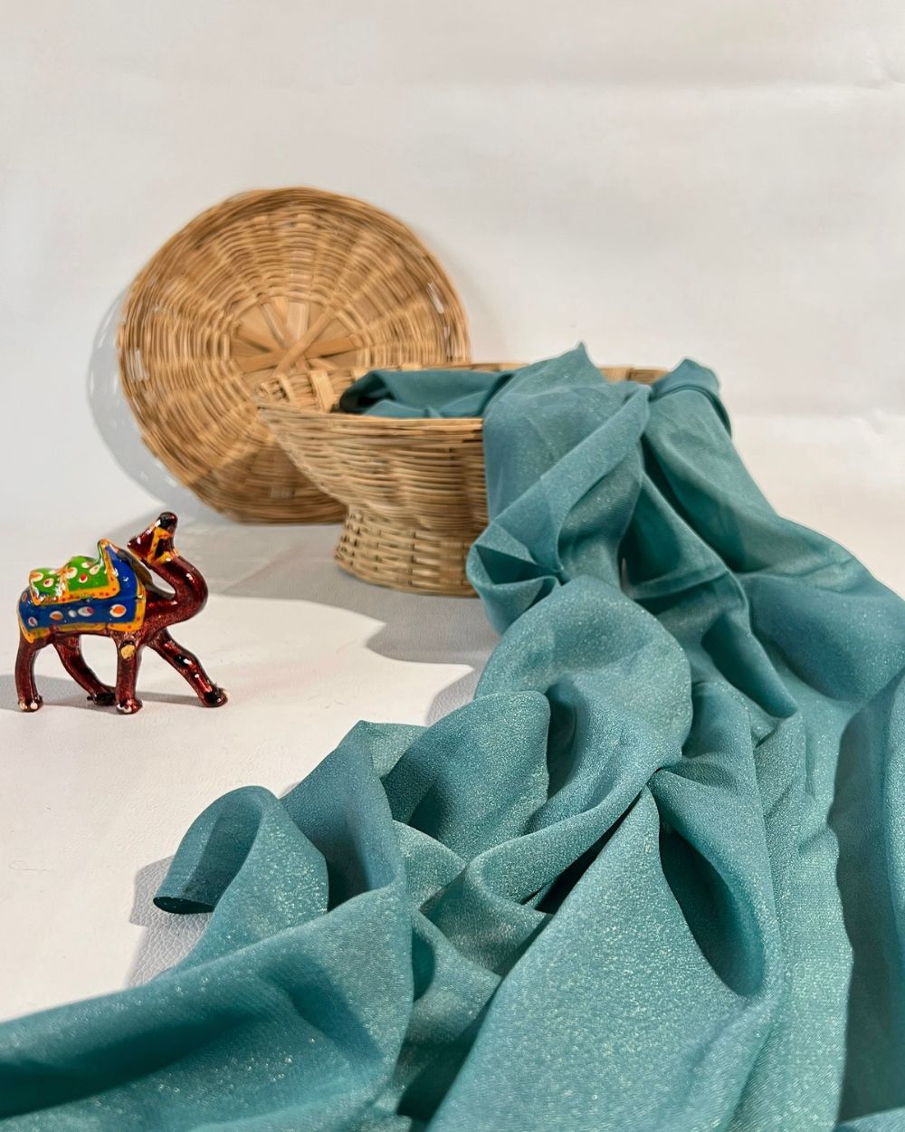 Plain Star Georgette Teal Green Colour 44 Inches Width