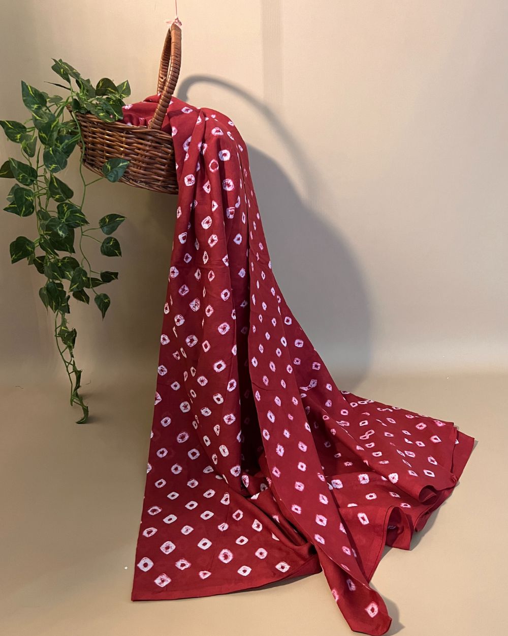 Pure Soft Cotton Bandhani Print Maroon Colour 44 Inches Width