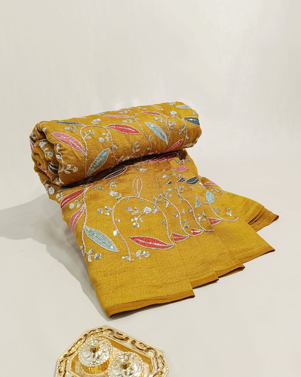 Jute Work Mustard Yellow Colour 42 Inches Width