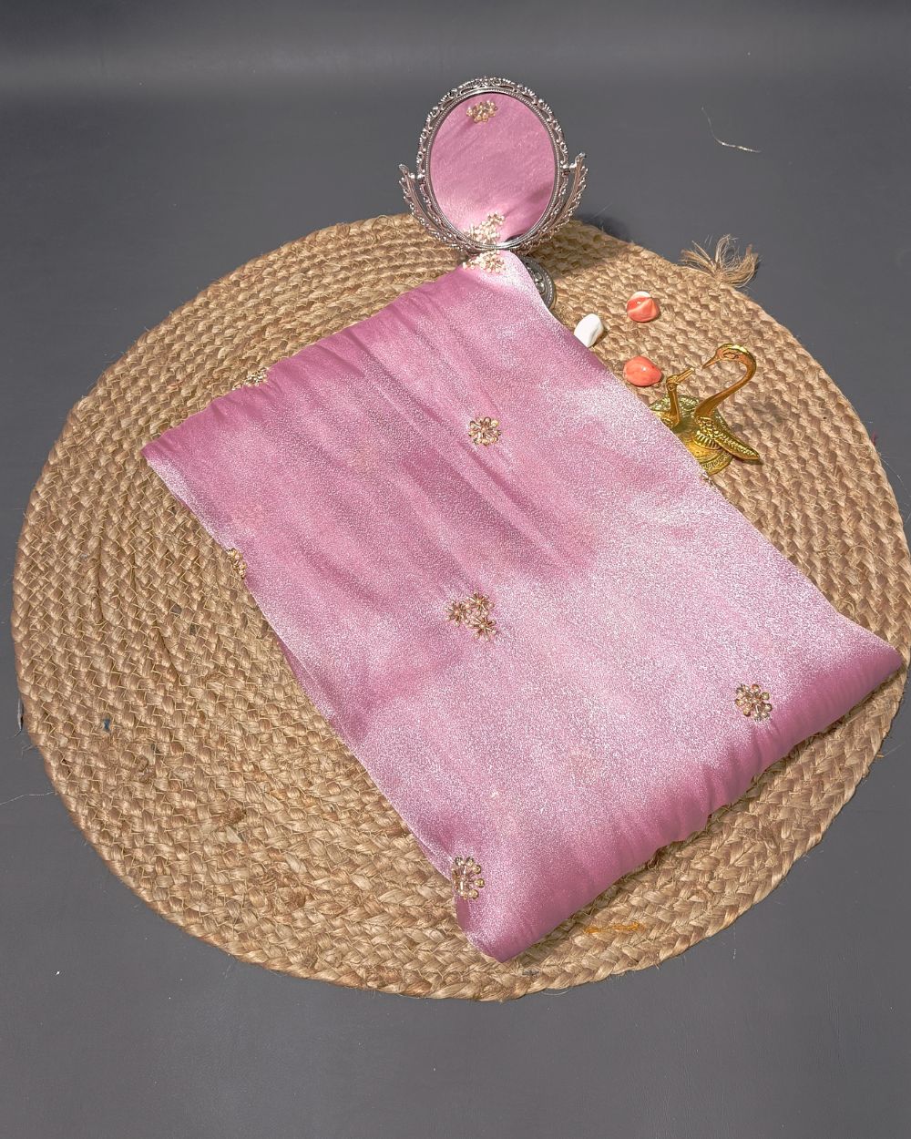 Shimmer Silk Work Blush Pink Colour 44 Inches Width