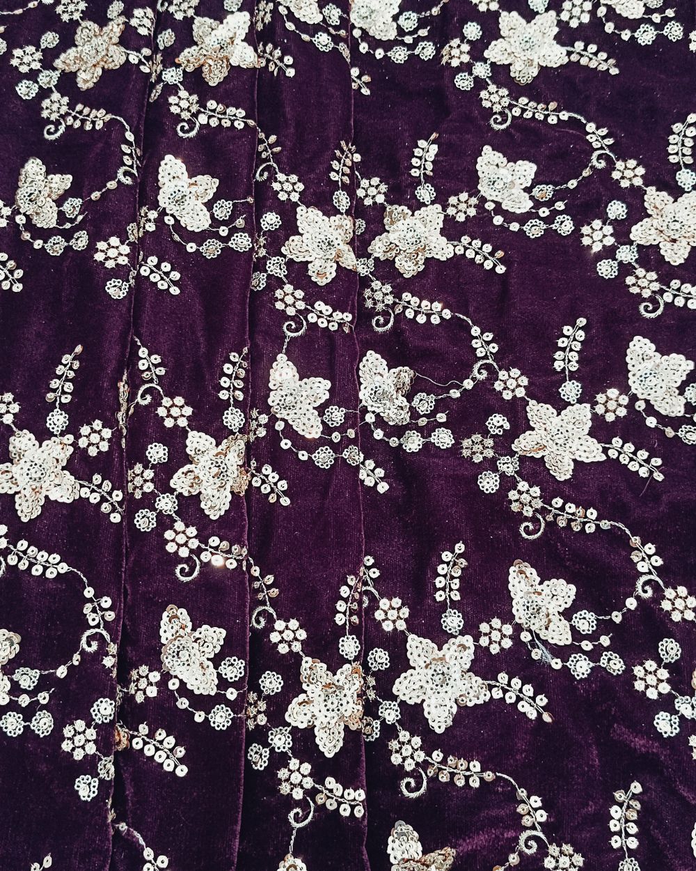 Velvet Work Dark Purple Colour 44 Inches Width