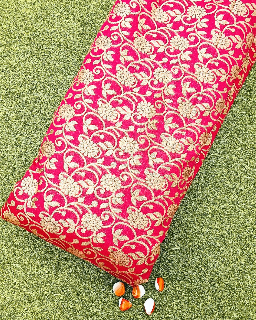 Chanderi Work Rose Red Colour 44 Inches Width