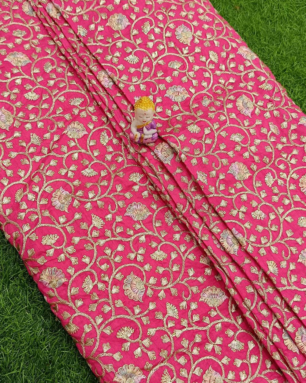 Mulberry Silk Work Dark Pink Colour 42 Inches Width