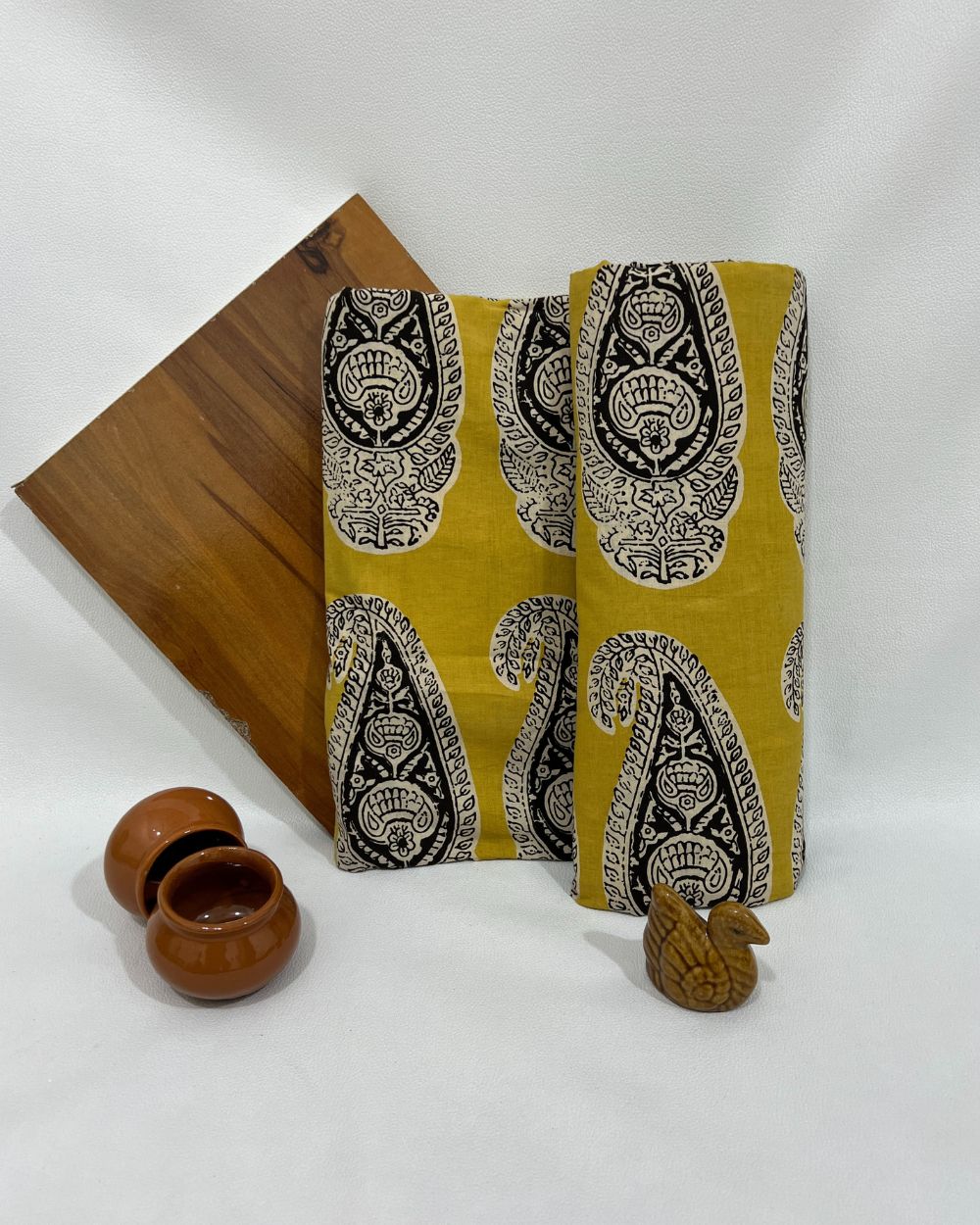 Bagru Hand Block Printed Cotton Lime Yellow Colour 45 Inches Width